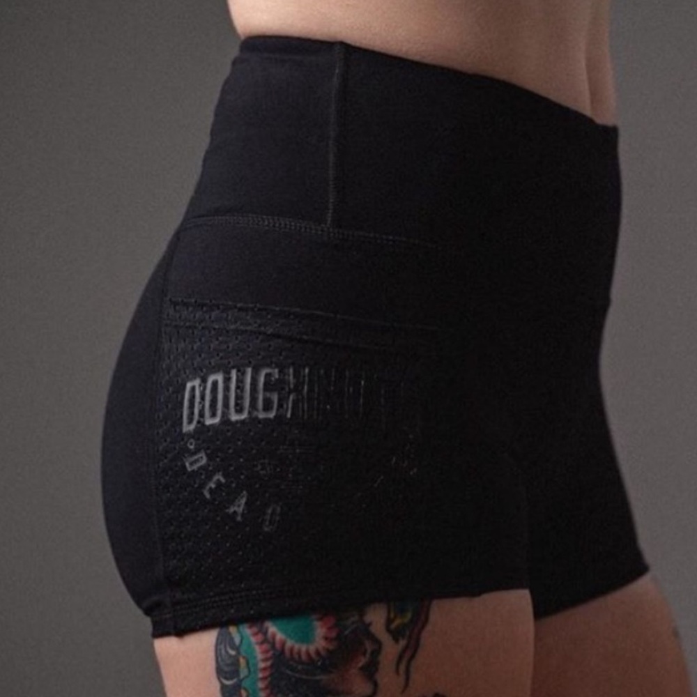 Doughnuts and Deadlifts Women's Black athletic Shorts XS